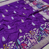 Purple Color Pure Katan Silk Handwoven Banarasi Saree