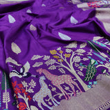 Purple Color Pure Katan Silk Handwoven Banarasi Saree