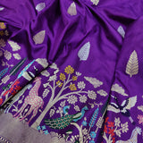 Purple Color Pure Katan Silk Handwoven Banarasi Saree