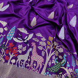 Purple Color Pure Katan Silk Handwoven Banarasi Saree