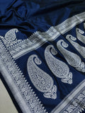 Navy Blue Color Katan Silk Handwoven Banarasi Saree