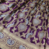 Purple Color Pure Katan Silk Handwoven Banarasi Saree