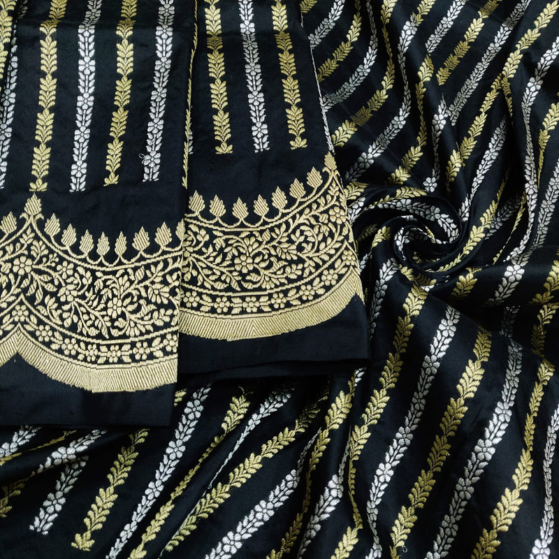 Black Color Pure Katan Silk Handwoven Banarasi Saree
