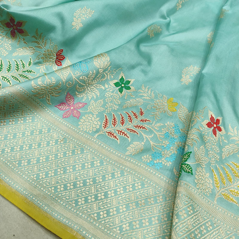 Pastel Color Pure Katan Silk Handwoven Banarasi Saree