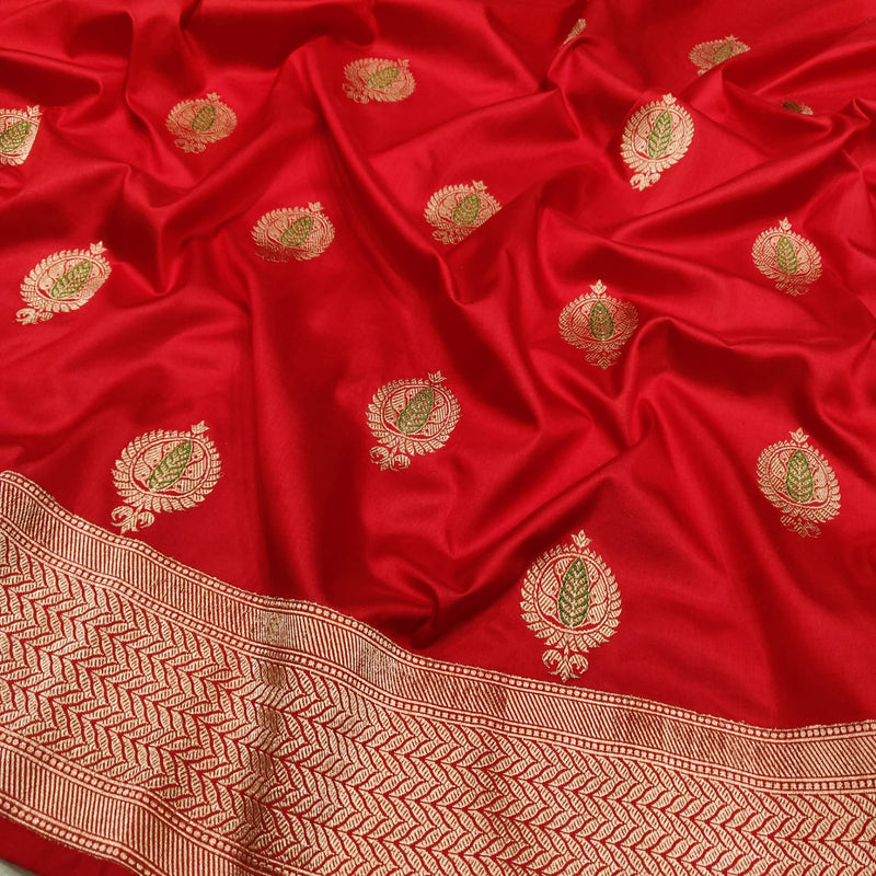 Red Color Pure Katan Silk Handwoven Banarasi Saree