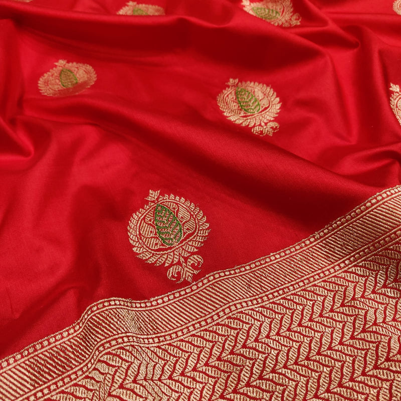 Red Color Pure Katan Silk Handwoven Banarasi Saree