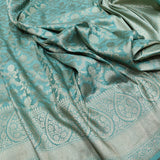 Sky Blue Color Pure Katan Silk Handwoven Banarasi Saree