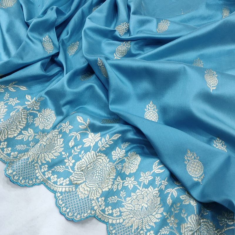 Sky Blue Color Katan Silk Handwoven Banarasi Saree