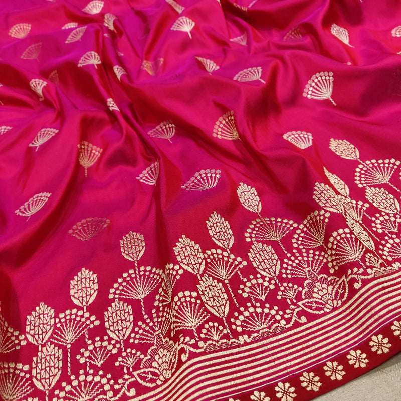 Pink Color Pure Katan Silk Handwoven Banarasi Saree