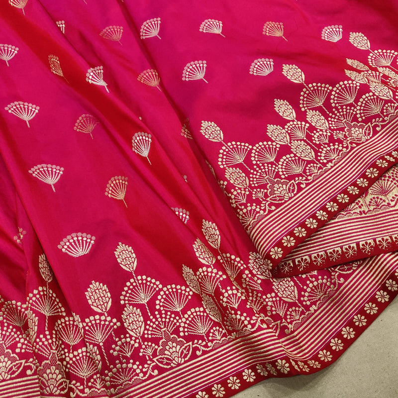 Pink Color Pure Katan Silk Handwoven Banarasi Saree