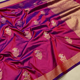 Dual Shade  Pure Katan Silk Handwoven Banarasi Saree