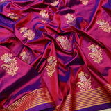 Dual Shade  Pure Katan Silk Handwoven Banarasi Saree