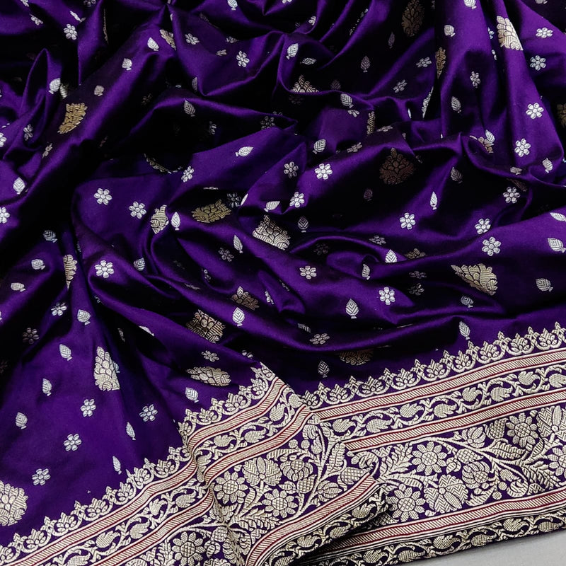 Purple Color Pure Katan Silk Handwoven Banarasi Saree