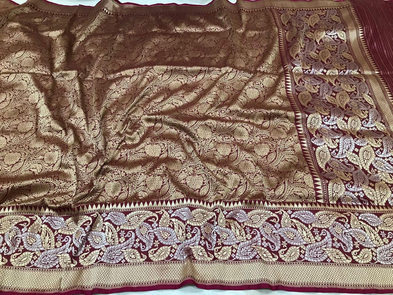 Pure Katan Silk Handwoven Tanchoi Banarasi Saree
