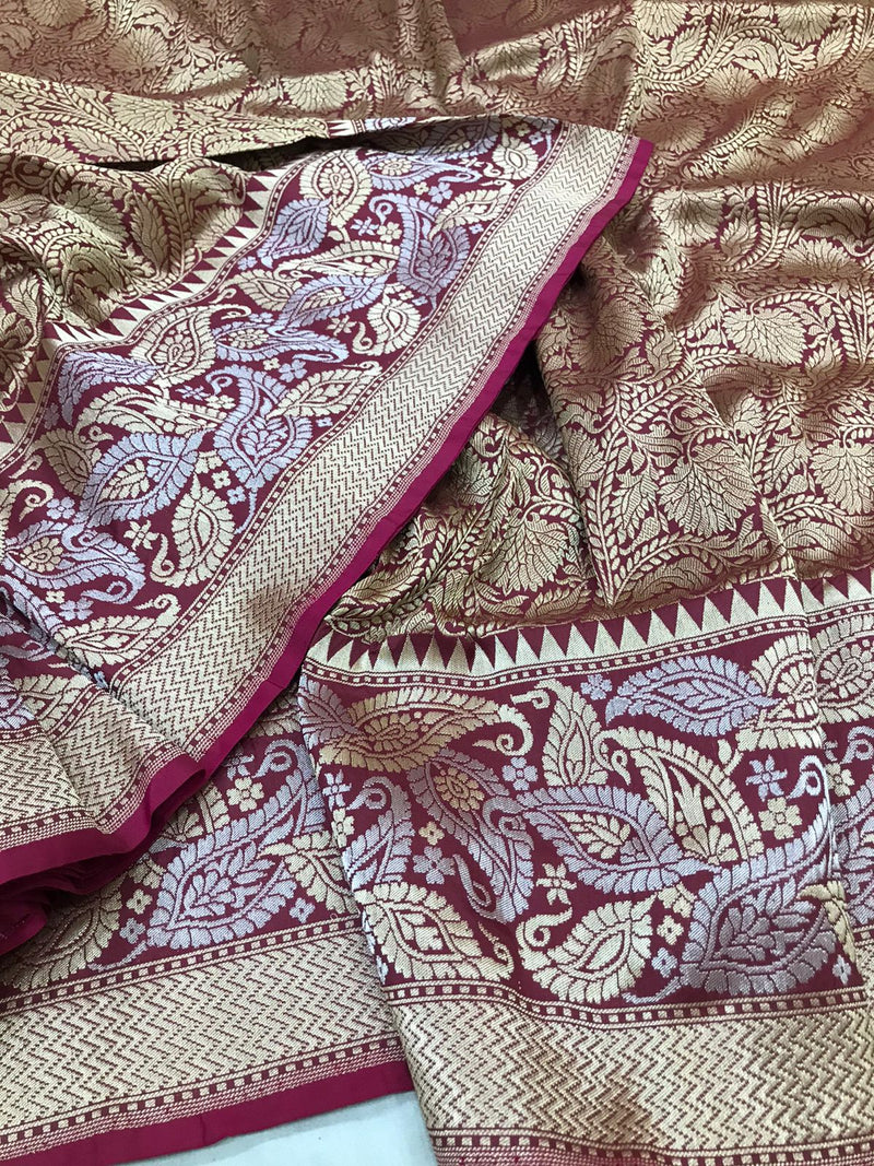 Pure Katan Silk Handwoven Tanchoi Banarasi Saree