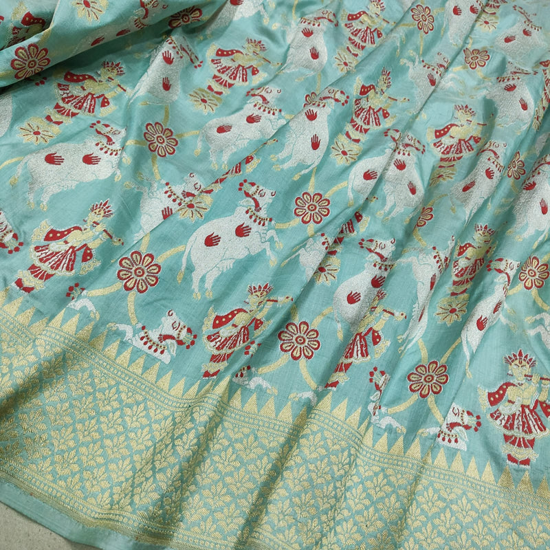 Sky Blue Color Pure Katan Silk Handwoven Banarasi Saree