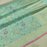 Pure Kora Jamdani Handwoven Banarasi Saree