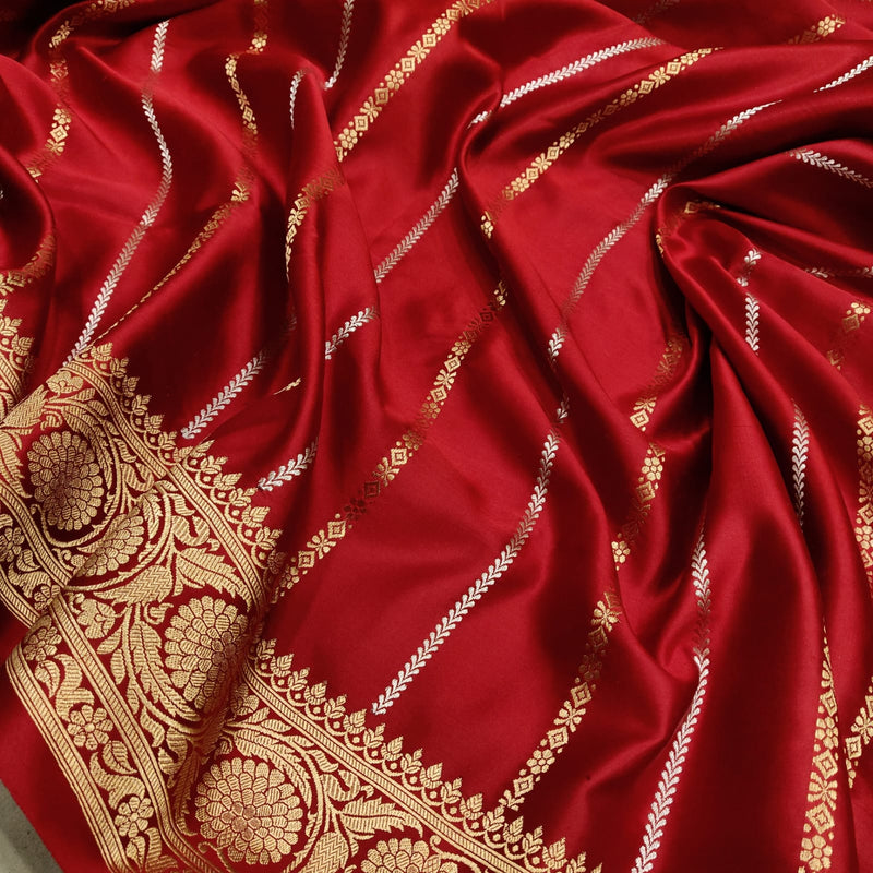 Red Color Pure Katan Silk Handwoven Banarasi Saree