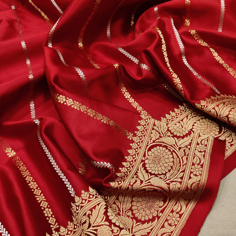 Red Color Pure Katan Silk Handwoven Banarasi Saree