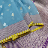 Sky Blue Color Pure Kora Silk Handwoven Banarasi Saree