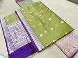 Green Colour Pure Kora Silk Handwoven Banarasi Saree