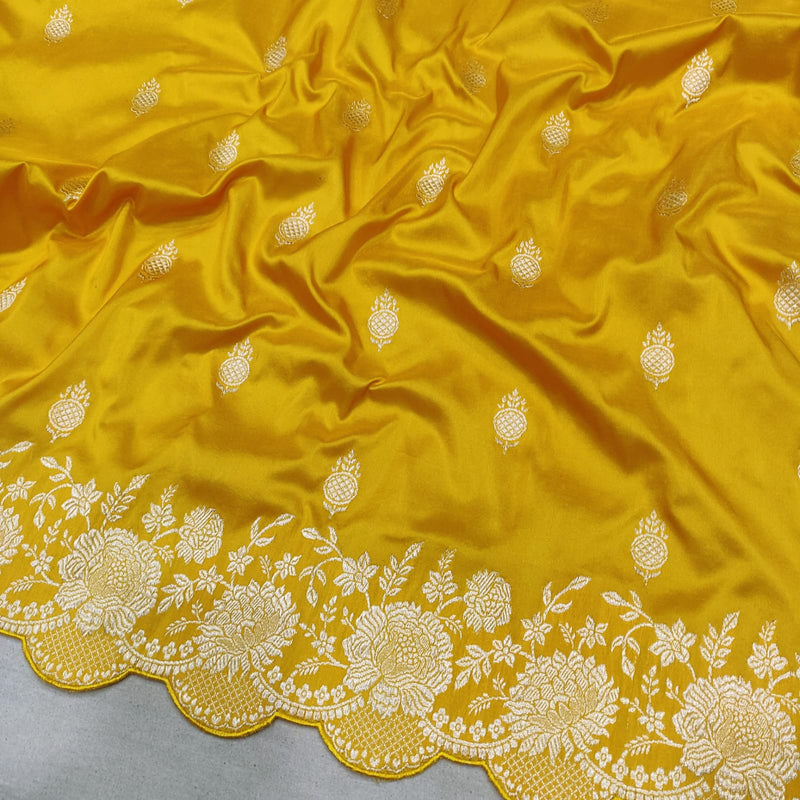 Yellow Color Katan Silk Handwoven Banarasi Saree