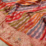 Multicolor Pure Katan Silk Handwoven Banarasi Saree