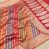 Multicolor Pure Katan Silk Handwoven Banarasi Saree