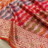 Multicolor Pure Katan Silk Handwoven Banarasi Saree