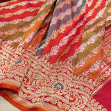 Multicolor Pure Katan Silk Handwoven Banarasi Saree