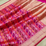 Multicolor Pure Katan Silk Handwoven Banarasi Saree