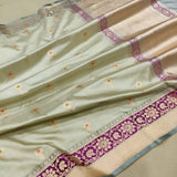 Pastel Color Pure Katan Silk Handwoven Banarasi Saree