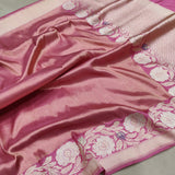 Pastel Pink Color Pure Katan Silk Handwoven Banarasi Saree