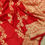 Red Color Pure Katan Silk Handwoven Banarasi Saree