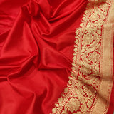 Red Color Pure Katan Silk Handwoven Banarasi Saree