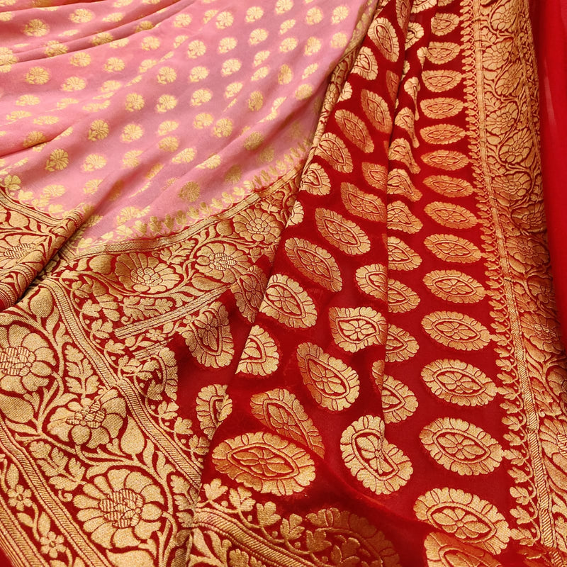 Pure Chiffon Georgette Handwoven Banarasi Saree