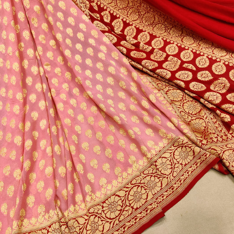 Pure Chiffon Georgette Handwoven Banarasi Saree