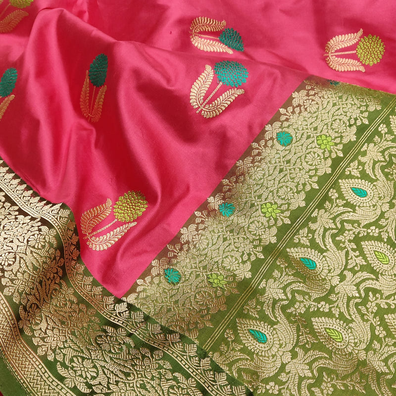 Pink Colour Pure Katan Silk Handwoven Banarasi Saree
