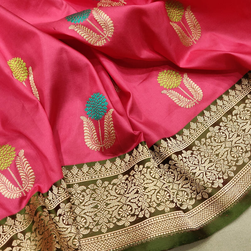 Pink Colour Pure Katan Silk Handwoven Banarasi Saree