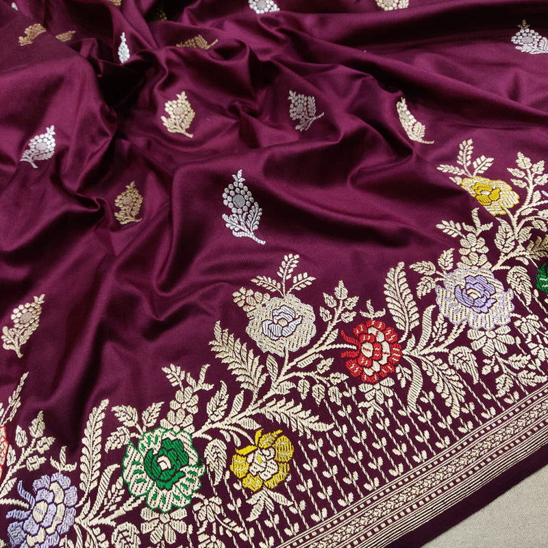 Brown Color Pure Katan Silk Handwoven Banarasi Saree