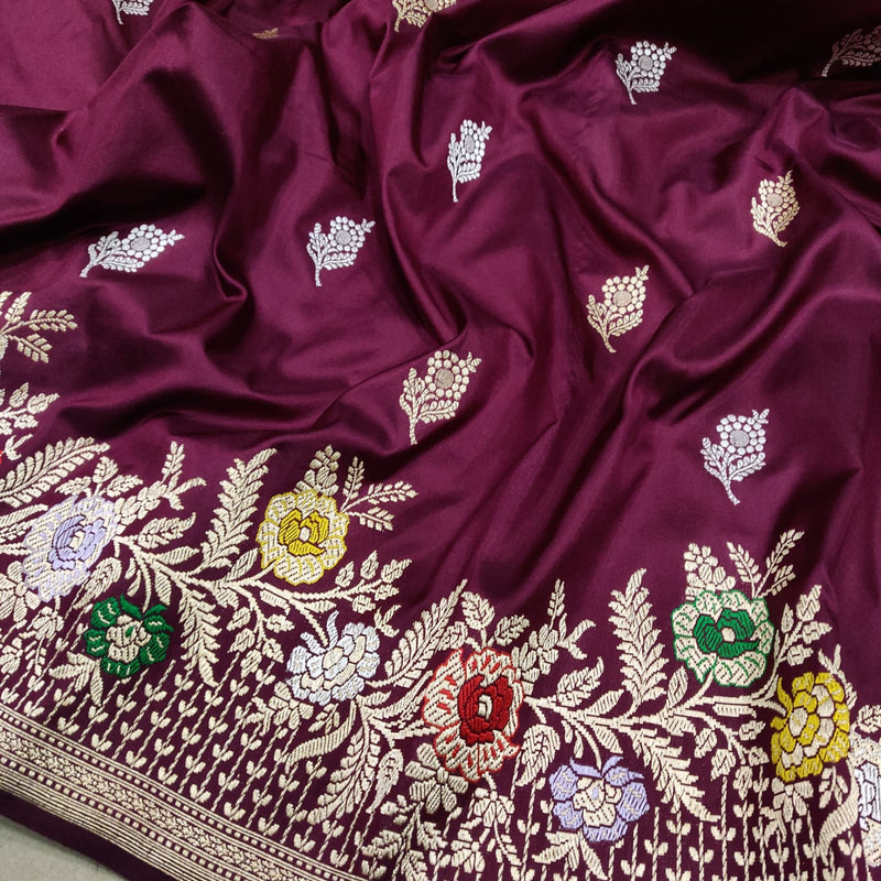 Brown Color Pure Katan Silk Handwoven Banarasi Saree