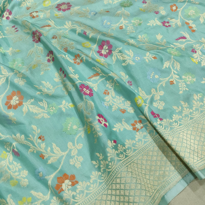 Pastel Colour Pure Katan Silk Handwoven Banarasi Saree