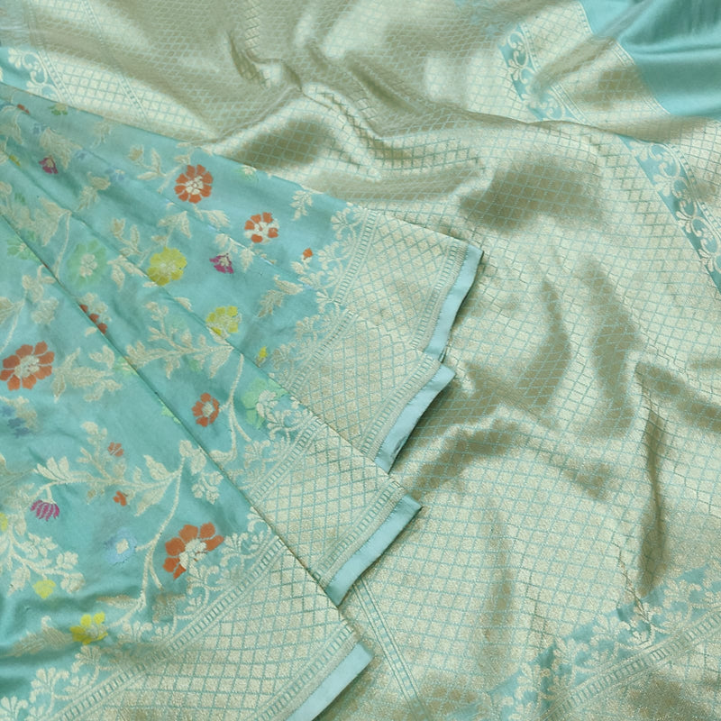 Pastel Colour Pure Katan Silk Handwoven Banarasi Saree