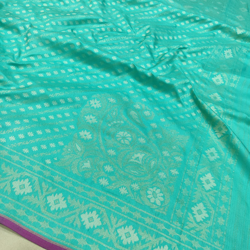 Katan silk ektara jamdani Banarasi saree