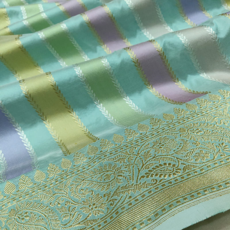 Multicolor Pure Katan Silk Handwoven Banarasi Saree