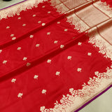 Red Colour Pure Katan Silk Handwoven Banarasi Saree