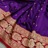 Purple Color Pure Katan Silk Handwoven Banarasi Saree