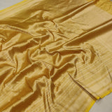 Yellow Colour Pure Katan Silk Handwoven Tanchoi Banarasi Saree