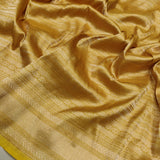 Yellow Colour Pure Katan Silk Handwoven Tanchoi Banarasi Saree