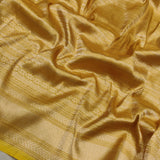 Yellow Colour Pure Katan Silk Handwoven Tanchoi Banarasi Saree